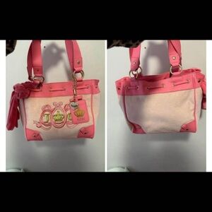 Juicy Couture Pink and Cream Tote with Logo Charm